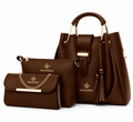riquetfashion Women's Brown Three-Piece Handbag Set
