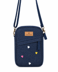 riquetfashion Women's Blue Denim Crossbody Bag with Heart Embroidery
